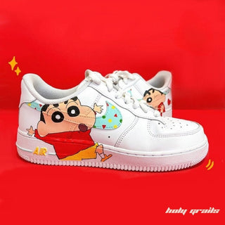 Air Force 1 x Shinchan Favorite Cartoon Themed Hand Painted Custom Kicks - Side 1