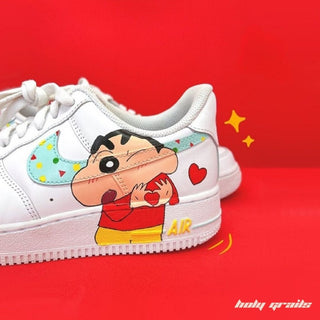 Air Force 1 x Shinchan Favorite Cartoon Themed Hand Painted Custom Kicks - Side 2 Close Up