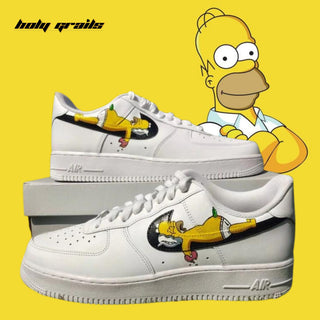 Air Force 1 x Simpsons Cartoon Character Themed Custom Kicks - Both Sides Close Up