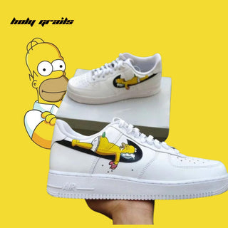 Air Force 1 x Simpsons Cartoon Character Themed Custom Kicks - Side Close Up