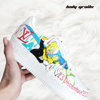 Air Force 1 x Simpsons Wedding Themed Custom Kicks - Side 1 Close Up