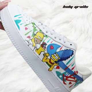 Air Force 1 x Simpsons Wedding Themed Custom Kicks - Side 2 Close Up