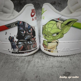 Air Force 1 x Sith & Yoda TV Series Themed Hand Painted Custom Kicks - Back Sides Close Up