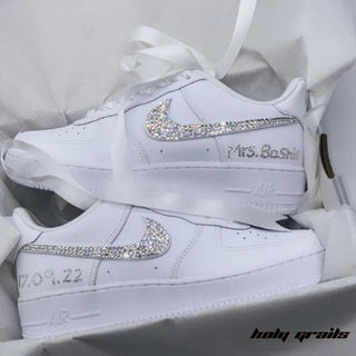 Air Force 1 x Sparkling Bride Wedding Themed Custom Kicks - Both Sides