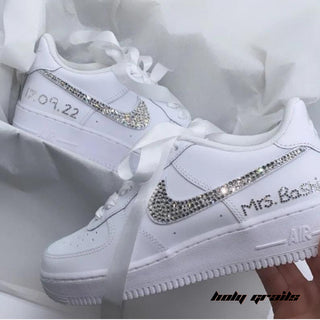 Air Force 1 x Sparkling Bride Wedding Themed Custom Kicks - Side Close Up