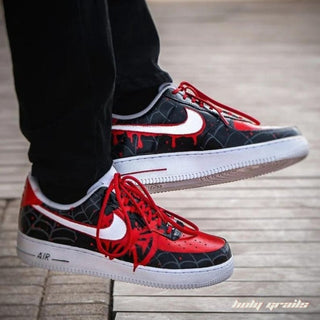 Air Force 1 x Spidy Marvel DC Themed Hand Painted Custom Kicks - In Foot Sides