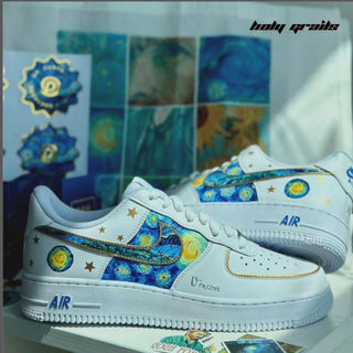 Air Force 1 x Starry Night Abstract Themed Hand Painted Custom Kicks - Both Sides