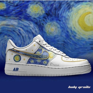 Air Force 1 x Starry Night Abstract Themed Hand Painted Custom Kicks - Side 1