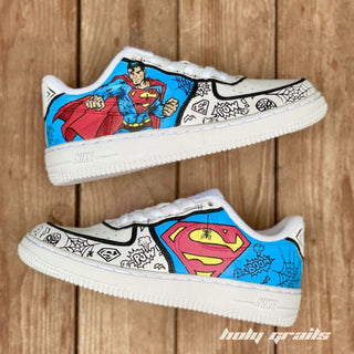 Air Force 1 x Superman Marvel DC Themed Custom Kicks - Both Sides