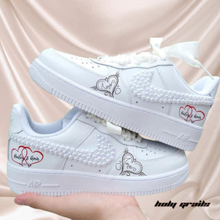 Air Force 1 x The Sophisticated Bride Hand Painted Pearl Custom Kicks - Both Sides Close Up