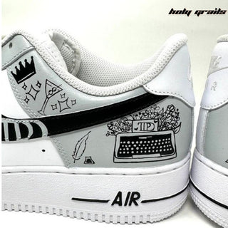 Air Force 1 x Tortured Poets Department Pop Culture Themed Hand Painted Custom Kicks - Side Back Close Up 1