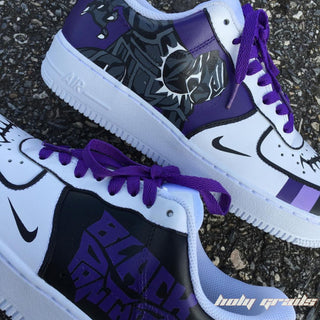 Air Force 1 x Wakanda Forever Black Panther Series Themed Custom Kicks - Both Sides Close Up