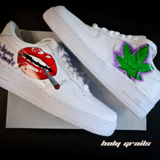 Air Force 1 x Weed Mouth High Themed Custom Kicks - Both Sides