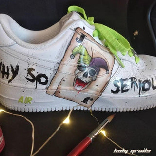 Air Force 1 x Why So Serious Marvel DC Themed Hand Painted Custom Kicks - Side 1 Close Up