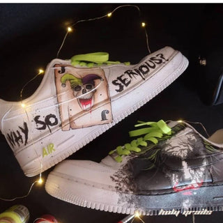 Air Force 1 x Why So Serious Marvel DC Themed Hand Painted Custom Kicks - Sides 1 Close Up