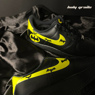 Air Force 1 x Bat Kicks DC Themed Hand Painted Custom AF1 Sneaker - Outer Side & Top