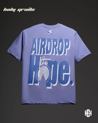 'Airdrop The Hope' Purple 260 GSM French Terry Cotton Oversize Graphic Printed T-Shirt HG x Charactr - Back