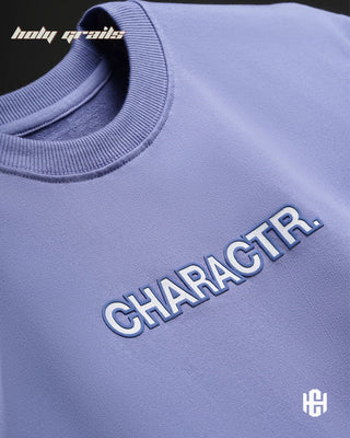 'Airdrop The Hope' Purple 260 GSM French Terry Cotton Oversize Graphic Printed T-Shirt HG x Charactr - Front Close Up