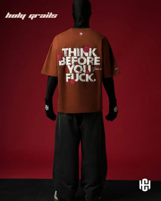 'Bold Brown' 240 GSM 100% Terry Cotton Puff Printed Graphic Oversized T-Shirt HG x Charactr - Back Full