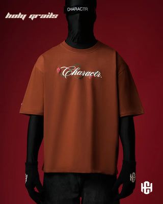 'Bold Brown' 240 GSM 100% Terry Cotton Puff Printed Graphic Oversized T-Shirt HG x Charactr - Front