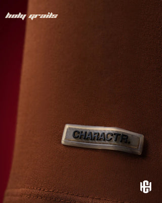 'Bold Brown' 240 GSM 100% Terry Cotton Puff Printed Graphic Oversized T-Shirt HG x Charactr - Sleeve Close Up