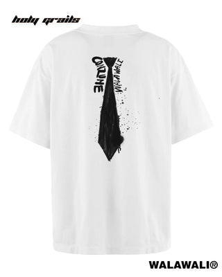 Buy Street Style 'Conzume UNTIE' White Short Sleeve 260 GSM 100% Cotton Screen Printed Oversize Tee HG x Walawali - Back