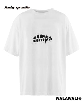 Buy Street Style 'Conzume UNTIE' White Short Sleeve 260 GSM 100% Cotton Screen Printed Oversize Tee HG x Walawali - Front