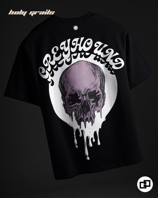 Buy Streetwear Style 'Black Skull' Oversized 240 GSM 100% Cotton Tee-Shirt HG x Grey Hound Clothing - Back