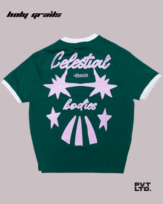 'Celestial Born' Green 260 GSM Looper Lycra Graphic Printed Oversize T-Shirt HG x Pvt Ltd - Back