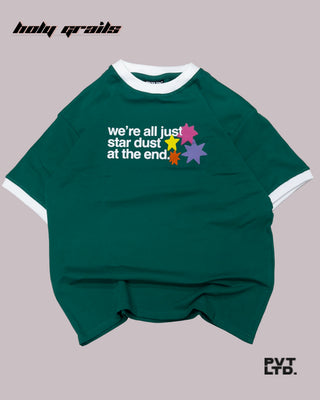 'Celestial Born' Green 260 GSM Looper Lycra Graphic Printed Oversize T-Shirt HG x Pvt Ltd - Front