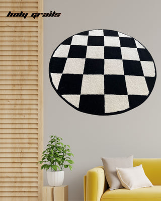 Checkmate B&W Tufted Rug On Wall