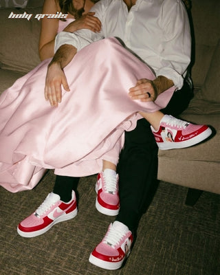 Couple in Custom Air Force 1 x Lover Era Valentine Theme Sneaker