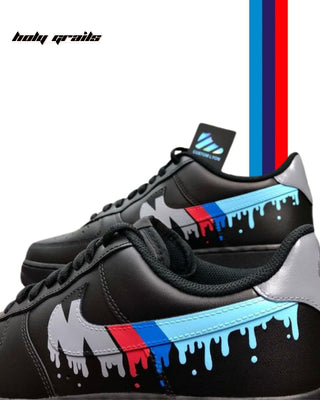 Custom Air Force 1 x BMW Swoosh Speed Thrills Sneaker - Sides Close Up