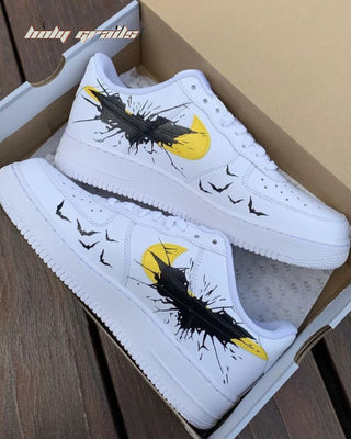 Custom Air Force 1 x Batman Swoosh TV Series & Movies Theme Sneaker - Public Sides Close Up
