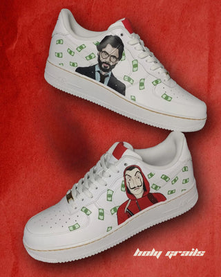 Custom Air Force 1 x Bella Ciao TV Show Money Heist Theme Sneaker - Outer Sides