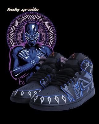 Custom Air Force 1 x Black Panther TV Series & Movies Theme Sneaker - Side & Front