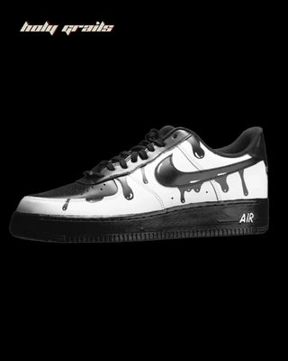 Custom Air Force 1 x Black & White Drip Swoosh Theme Sneaker - Public Side