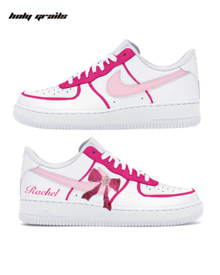 Custom Air Force 1 x Bow Babe Rhinestone Wedding Sneakers - Both Sides