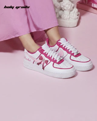 Custom Air Force 1 x Bow Babe Rhinestone Wedding Sneakers - In Feet