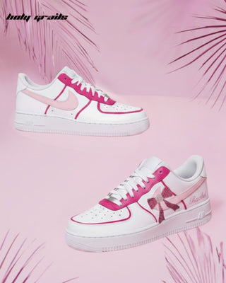 Custom Air Force 1 x Bow Babe Rhinestone Wedding Sneakers - Sides