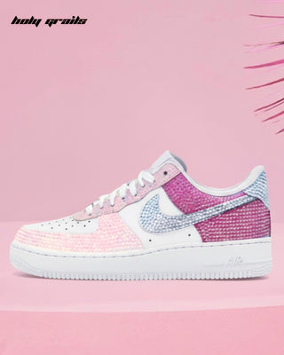 Custom Air Force 1 x Bubblegum Bling Force Rhinestone Theme Sneaker - Custom Air Force 1 x Bubblegum Bling Force Rhinestone Theme Sneaker - Side