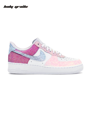 Custom Air Force 1 x Bubblegum Bling Force Rhinestone Wedding Sneakers - Side 1