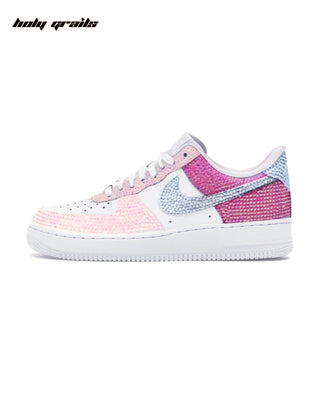 Custom Air Force 1 x Bubblegum Bling Force Rhinestone Wedding Sneakers - Side 2