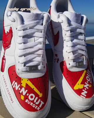 Custom Air Force 1 x Burger Flavours Food Theme Sneaker - Toe Box Top Close Up