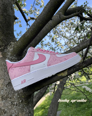 Custom Air Force 1 x Cherry Blossom Abstract Theme Sneaker - Side