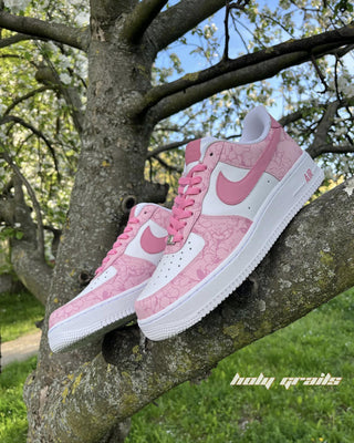 Custom Air Force 1 x Cherry Blossom Abstract Theme Sneaker - Sides
