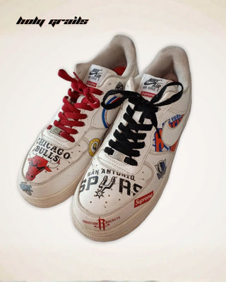 Custom Air Force 1 x Chicago Sports Theme Sneaker - Toe Box Front Close Up