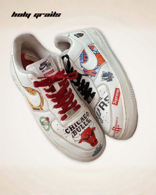 Custom Air Force 1 x Chicago Sports Theme Sneaker - Toe Box Side Close Up