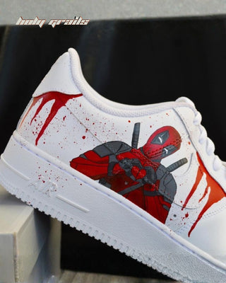 Custom Air Force 1 x Deadpool TV Series & Movies Theme Sneaker - Public Side 1 Close Up