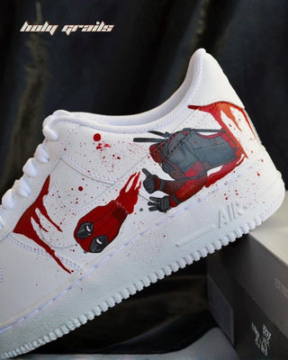 Custom Air Force 1 x Deadpool TV Series & Movies Theme Sneaker - Public Side 2 Close Up